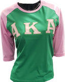 Buffalo Dallas Alpha Kappa Alpha Baseball T-Shirt [3/4 Sleeve - Green]