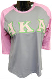 Buffalo Dallas Alpha Kappa Alpha Baseball T-Shirt [3/4 Sleeve - Grey]