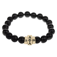 Alpha Phi Alpha Natural Stone Bead Bracelet [Black]