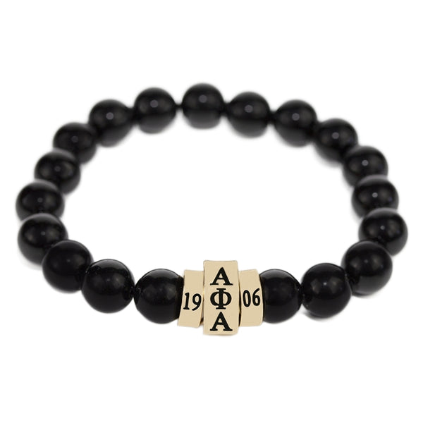 Alpha Phi Alpha Natural Stone Bead Bracelet [Black]