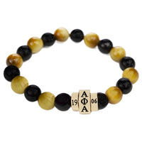 Alpha Phi Alpha Natural Stone Bead Bracelet [Black/Gold]