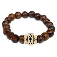 Alpha Phi Alpha Natural Wood Bead Bracelet [Brown]