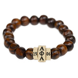 Alpha Phi Alpha Natural Wood Bead Bracelet [Brown]