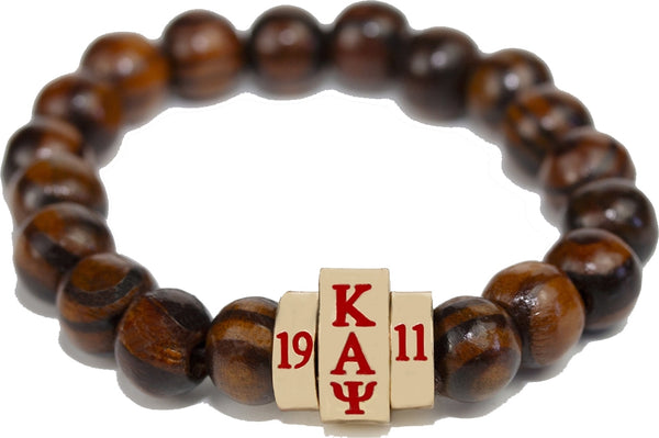 Kappa Alpha Psi Natural Wood Bead Bracelet [Brown]