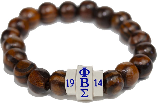 Phi Beta Sigma Natural Wood Bead Bracelet [Brown]