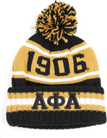 Big Boy Alpha Phi Alpha Divine 9 S252 Beanie With Ball [Black]