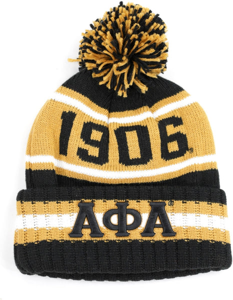 Big Boy Alpha Phi Alpha Divine 9 S252 Beanie With Ball [Black]