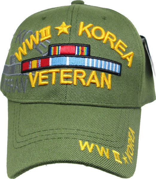World War II + Korea War Veteran Shadow Mens Cap [Baseball Cap - Olive Green]