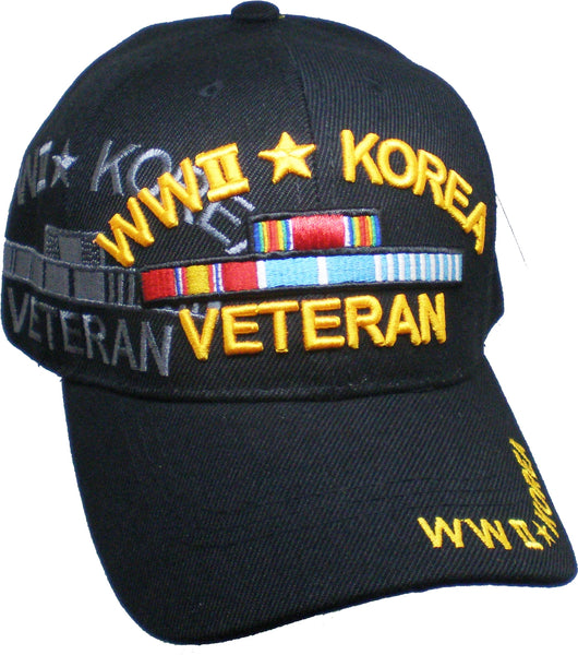 World War II + Korea War Veteran Shadow Mens Cap [Baseball Cap - Black]