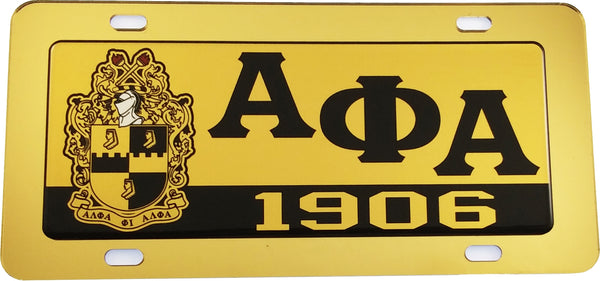 Alpha Phi Alpha Domed Crest Tag License Plate [Gold]