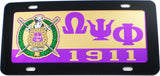 Omega Psi Phi Domed Crest Tag License Plate [Black]