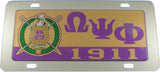 Omega Psi Phi Domed Crest Tag License Plate [Silver]