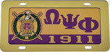 Omega Psi Phi Domed Crest Tag License Plate [Gold]