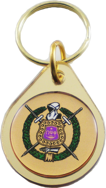 Omega Psi Phi Domed Crest Key Chain [Gold]