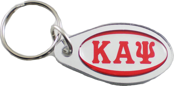 Kappa Alpha Psi Pear Shaped Domed Key Chain [Silver]