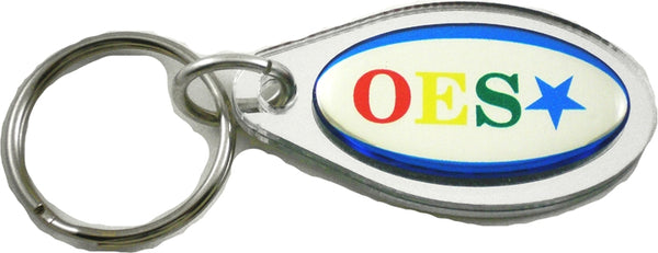 Eastern Star Pear Shaped Domed Key Chain [Silver]