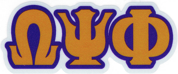 Omega Psi Phi Reflective Decal Letters Sticker [Gold]