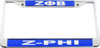 Zeta Phi Beta Z-Phi Domed Call Tag License Plate Frame [Silver]