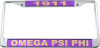 Omega Psi Phi Domed Founder License Plate Frame [Silver]