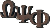 Omega Psi Phi Small Wood Letter Pin [Brown]