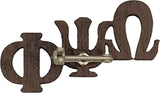 Omega Psi Phi Small Wood Letter Pin [Brown]