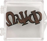Omega Psi Phi Small Wood Letter Pin [Brown]