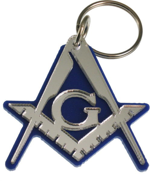 Mason Large Letter Mirror Key Chain [Blue]