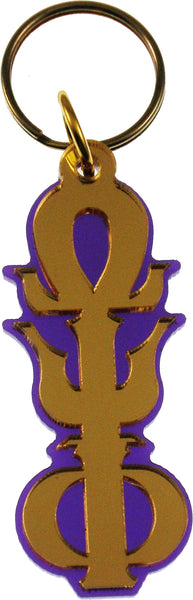 Omega Psi Phi Large Letter Mirror Key Chain [Purple]