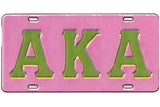 Alpha Kappa Alpha Raised Letter License Plate [Pink/Green]