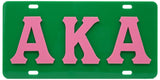 Alpha Kappa Alpha Raised Letter License Plate [Green/Pink]