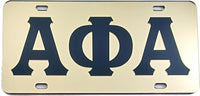 Alpha Phi Alpha Inlaid Color Mirror License Plate [Gold/Black]