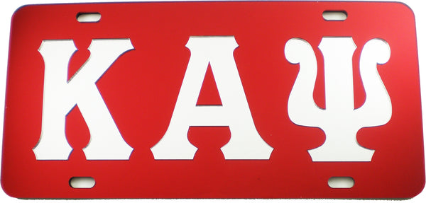 Kappa Alpha Psi Inlaid Color Mirror License Plate [Red/Silver]