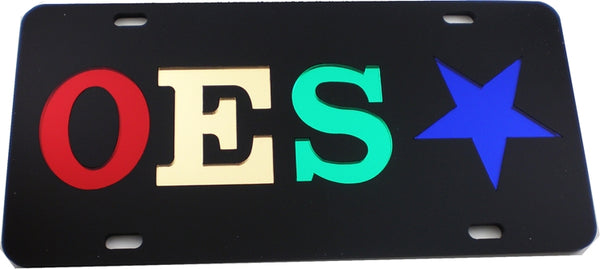 Eastern Star Inlaid Color Mirror License Plate [Black]