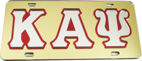 Kappa Alpha Psi Outlined Color Mirror License Plate [Gold/Silver/Red]