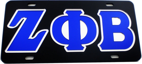 Zeta Phi Beta Outlined Color Mirror License Plate [Black/Blue/Silver]
