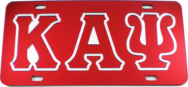 Kappa Alpha Psi Outlined Color Mirror License Plate [Red/Red/Silver]