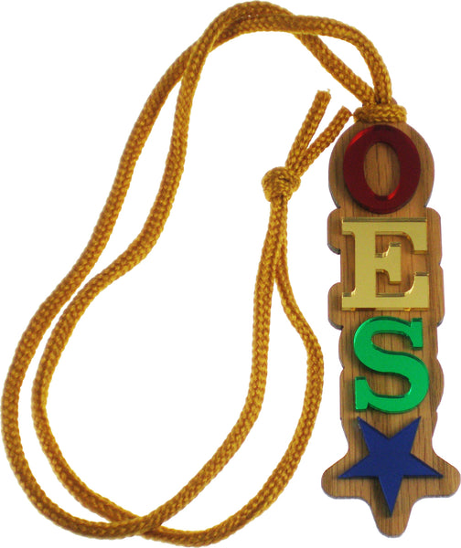 Eastern Star Oak Wood Backed Medallion [Brown]