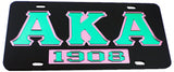 Alpha Kappa Alpha 1908 Mirror Insert Tag License Plate [Black]