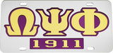 Omega Psi Phi 1911 Mirror Insert Tag License Plate [Silver]