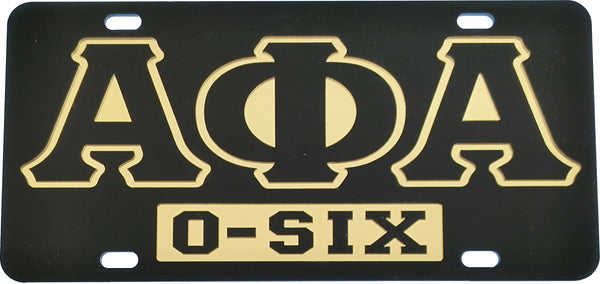 Alpha Phi Alpha O-Six Mirror Insert Tag License Plate [Black]