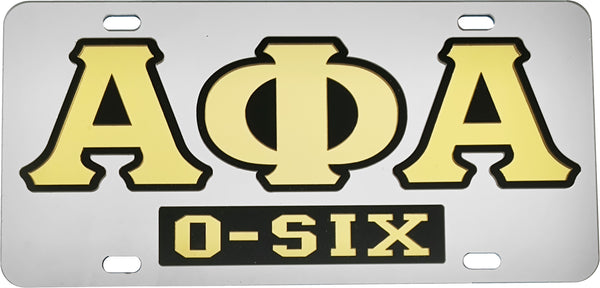 Alpha Phi Alpha O-Six Mirror Insert Tag License Plate [Silver]
