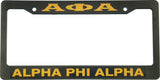 Alpha Phi Alpha Text Decal Plastic License Plate Frame [Black]
