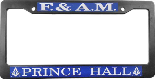 Prince Hall Mason F. & A.M. Text Decal Plastic License Plate Frame [Black]
