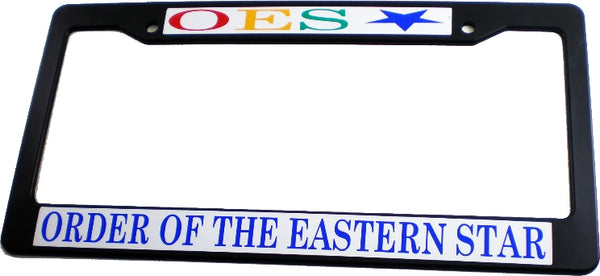 Eastern Star Text Decal Plastic License Plate Frame [Black]