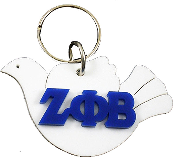 Zeta Phi Beta Dove Symbol Outline Acrylic Key Chain [White]