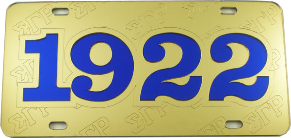 Sigma Gamma Rho 1922 Founder Satin Background Tag License Plate [Gold]