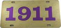 Omega Psi Phi 1911 Founder Satin Background Tag License Plate [Gold]