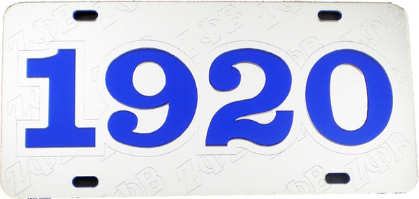 Zeta Phi Beta 1920 Founder Satin Background Tag License Plate [Silver]