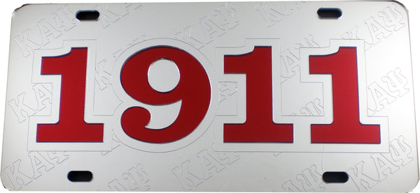Kappa Alpha Psi 1911 Founder Satin Background Tag License Plate [Silver]