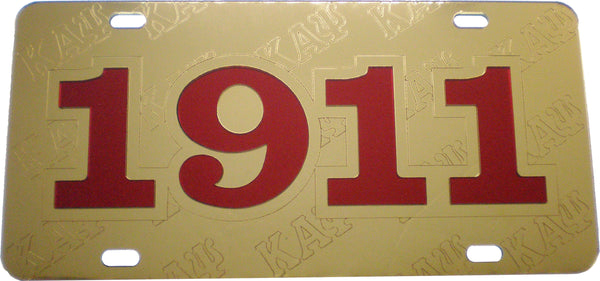 Kappa Alpha Psi 1911 Founder Satin Background Tag License Plate [Gold]